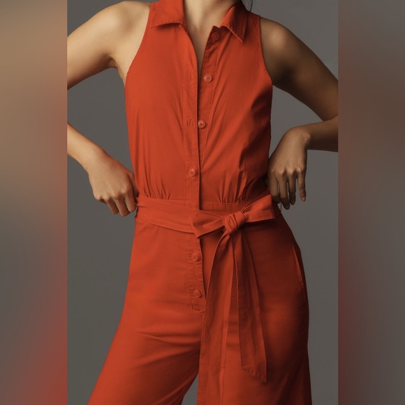 ✨ Anthropologie Crop Halter Jumpsuit Sz 14 - Picture 3 of 6